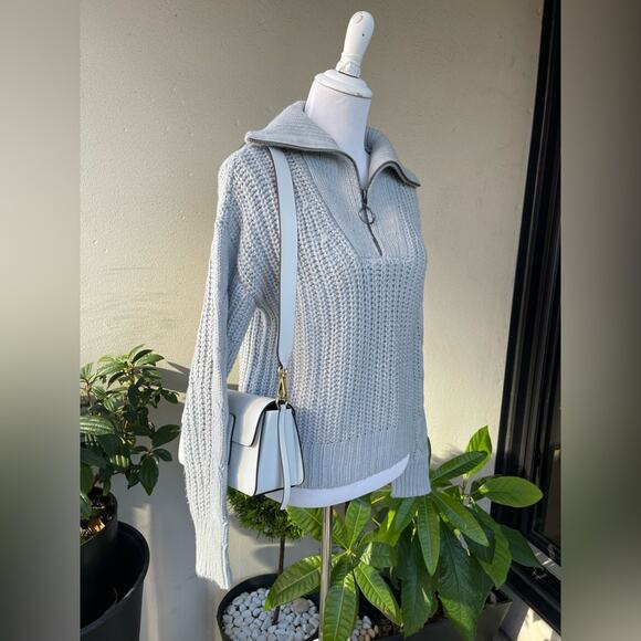 Design History Cable Knit Collar Zip Sweater in Pale Blue, M ☕️ - Picture 11 of 12